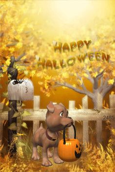 Piesek zbierający cukierki w Halloween